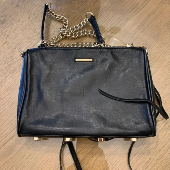 Rebecca Minkoff Black Leather Crossbody Bag with Zipper Detail - Picture 5 of 10